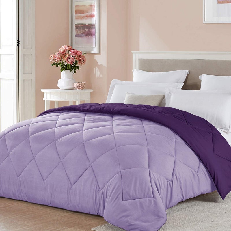 Seward Park King Size Light Purple Comforter Plum Lavender Reversible Lightweight Girls Cooling Bedding Bedspread All Season Fall Blanket - Image 1